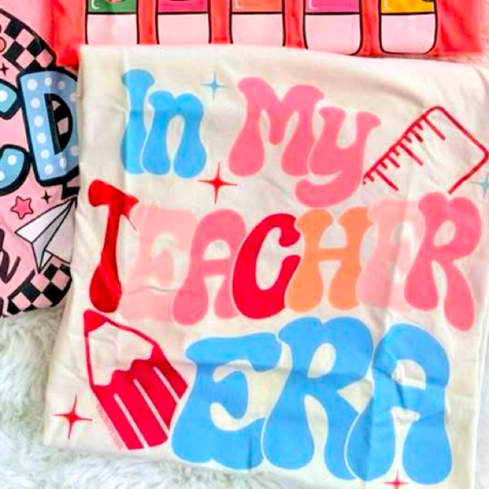 Bella Canvas Cream In My Teaching Era Teacher T-Shirt size medium and large